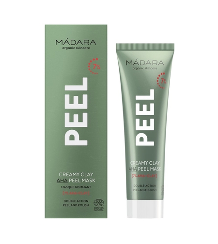 MÁDARA Creamy Clay Mască Peeling AHA BIO & VEGAN – 60 ml | Acid Lactic 7%