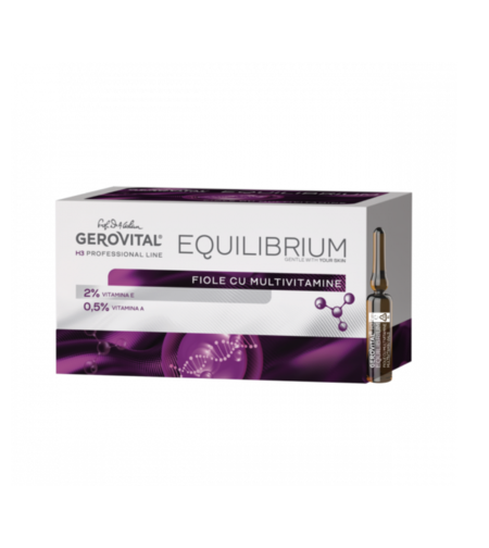 Gerovital H3 Equilibrium - Fiole cu Multivitamine, Booster Antioxidant pentru Strălucire și Regenerare