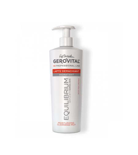 Gerovital H3 Equilibrium - Lapte Demachiant Hidratant cu Acid Hialuronic și Vitamina E pentru Ten Normal 500 ml