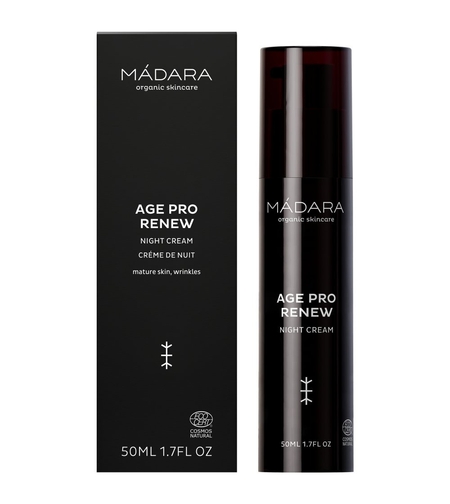 MÁDARA AGE PRO RENEW Cremă de Noapte Anti-Aging 50ml – Acid Hialuronic, Alge Marine și Mesteacăn Nordic