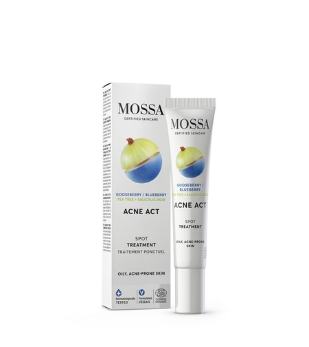 MOSSA ACNE ACT SPOT Tratament Organic BIO pentru Coșuri 15ml – Acid Salicilic și Tea Tree