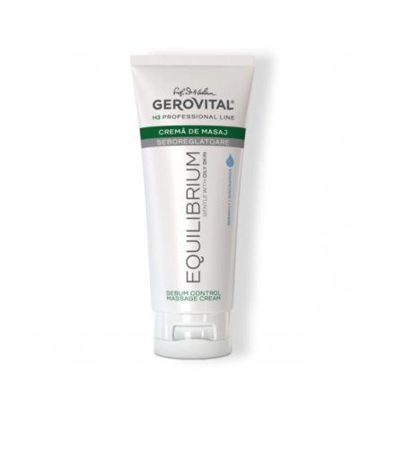 Gerovital H3 Equilibrium - Cremă de Masaj Seboreglatoare, Hidratantă și Calmantă pentru Ten Gras cu Niacinamidă 200 ml