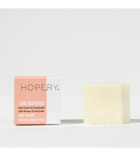HOPERY Unt solid de corp + duș Lime Grapefruit 40g – 2 în 1, vegan și natural