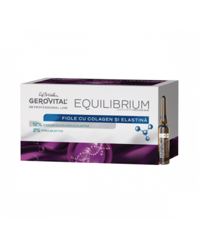 Gerovital H3 Equilibrium - Fiole cu Colagen și Elastină 12% Complex Marin pentru Elasticitate și Reducerea Ridurilor