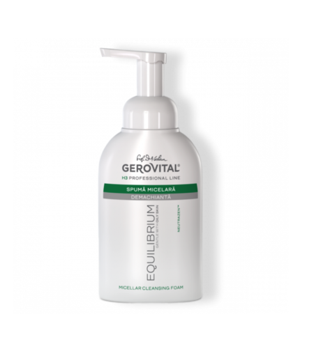 Gerovital H3 Equilibrium - Spumă Micelară Demachiantă pentru Curățare Delicată, pentru Toate Tipurile de Ten 300 ml