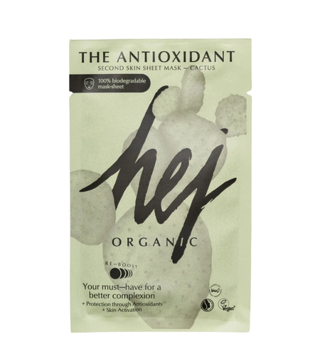 HEJ ORGANIC THE ANTIOXIDANT Mască facială tip șervețel vegană cu ulei de cactus și argan