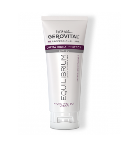 Gerovital H3 Equilibrium - Cremă Hidra-Protect SPF 50 cu Vitamina E și Unt de Cacao, protecție UVA/UVB ridicată 100 ml