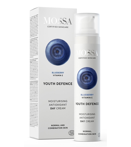 MOSSA YOUTH DEFENCE Cremă hidratantă antioxidantă de zi cu afine bio și acid hialuronic