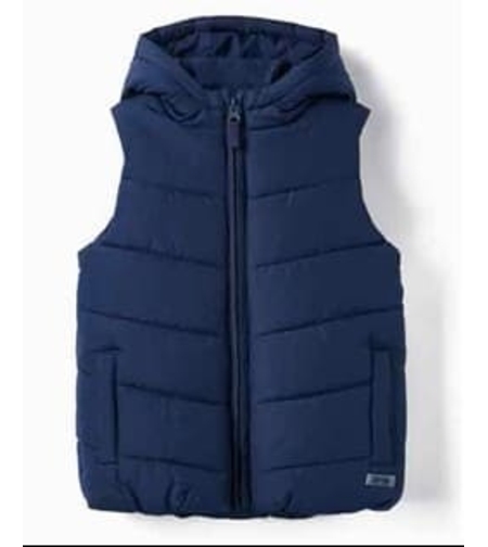 Vestă matlasată puffer cu glugă băieți Zippy Pongee Bleumarin, mărime 5-6 ani - Nouă cu etichetă