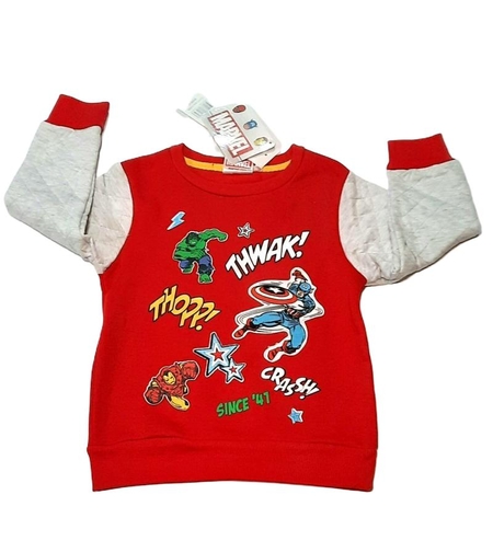 Bluză Băieți Marvel Avengers Roșie – Sweatshirt cu Mâneci Matlasate Gri