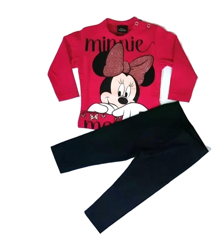 Compleu Trening Fete Minnie Mouse Roșu – Set Bluză și Pantaloni Negri