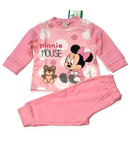 Pijama din Bumbac pentru Fetițe, 2 Piese - Disney Baby Minnie Mouse HQ0304, Roz, 24 Luni