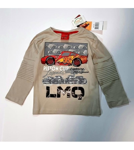 Bluză Băieți Bej Disney Cars - Bluză Mânecă Lungă Fulger McQueen Piston Cup