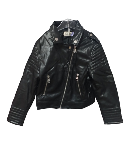 Jachetă Biker din Piele Ecologică H&M, Stil Rock cu Fermoare Asimetrice – Mărimea 6-7 ani (122 cm) | Second Hand