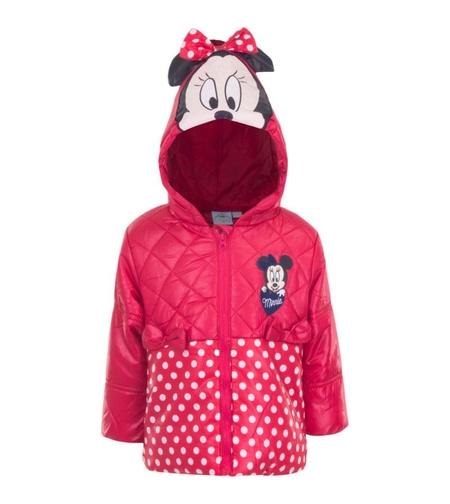 Geacă cu glugă pentru fetițe, model Disney Minnie Mouse pe culoarea roșie