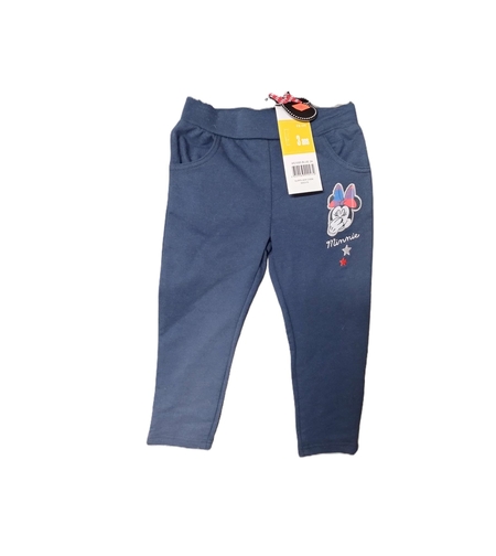Pantaloni de trening vătuiți albaștri Minnie Mouse cu broderie și 4 buzunare