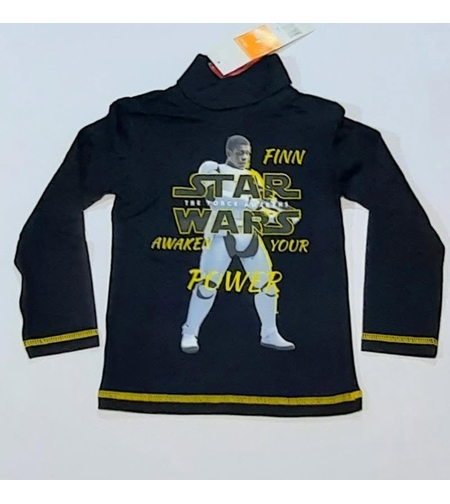 Helancă Băieți Neagră Star Wars - Bluză cu Guler Înalt Finn 