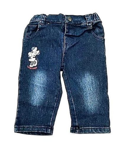 Blugi Fetițe Albastri Minnie Mouse - Pantaloni Denim Bebeluși cu Elastic în Talie