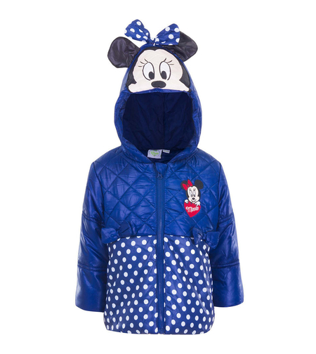 Geacă albastră Minnie în buline, cu glugă și fundiță Minnie Mouse