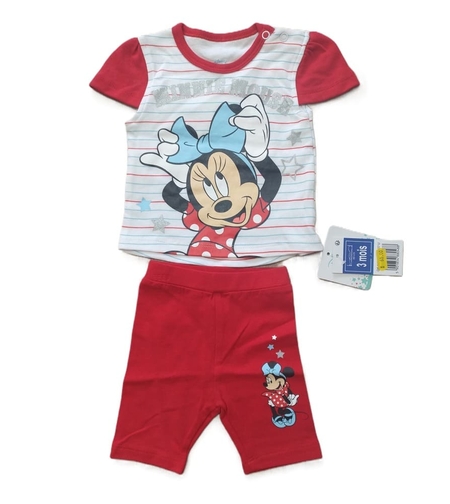 Compleu Minnie Baby cu glitter Rosu