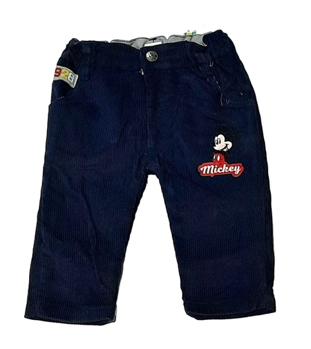 Pantaloni Catifea Raiată Bebeluși Mickey Mouse - Pantalonași Bleumarin Nou-Născut