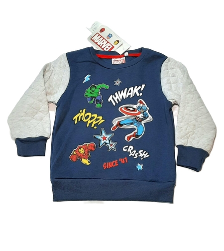 Bluză Băieți Marvel Avengers Bleumarin – Sweatshirt cu Mâneci Matlasate Gri