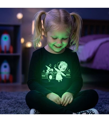 Bluză neagră bumbac fete Zippy „Glow in the Dark” care luminează în întuneric, mărimi 2-14 ani - Nouă cu etichetă