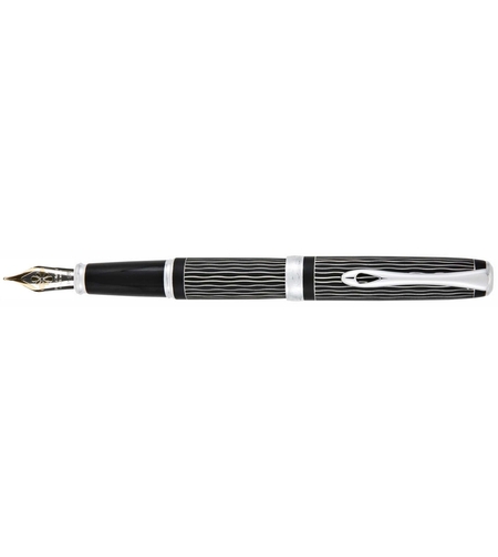 Stilou DIPLOMAT Excellence A plus, cu penita M, aurita 14kt. - Wave Guilloche Lapis Black