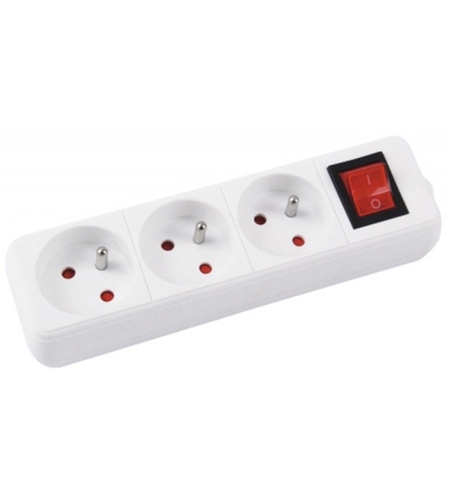 Prelungitor cu 3 prize, cablu 3 metri, cu intrerupator, Office Products - alb
