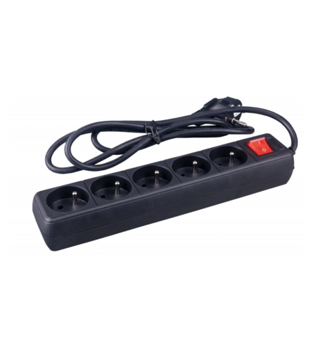 Prelungitor cu 5 prize, cablu 1.5 metri, cu intrerupator, Office Products - negru