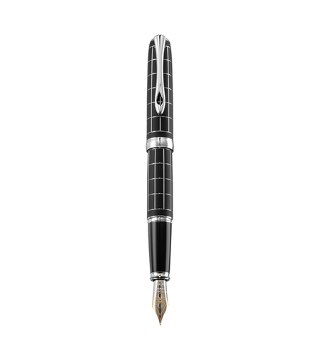 Stilou DIPLOMAT Excellence A plus, cu penita M, aurita 14kt. - Rhomb Guilloche Lapis Black