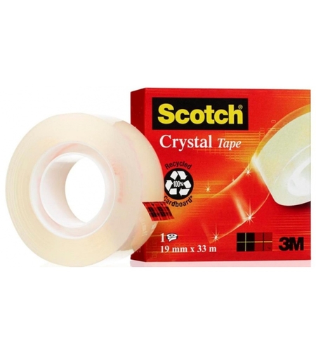 Banda adeziva transparent cristal, se rupe usor, 19mm x 33m, 3M - SCOTCH Crystal
