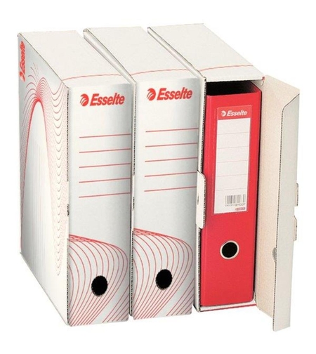 Cutie depozitare si arhivare Esselte Standard, pentru biblioraft, 100% reciclat, FSC, carton, alb