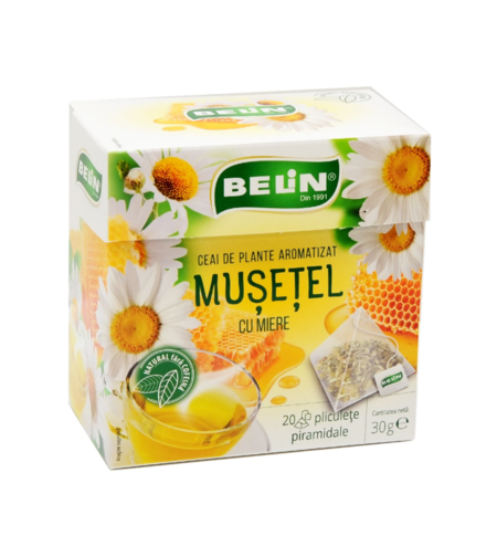 Ceai Belin musetel cu miere, 20 pliculete, cu snur piramidal