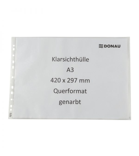 Folie protectie pentru documente A3 landscape, 120 microni, 50 folii/cutie, DONAU - transparent