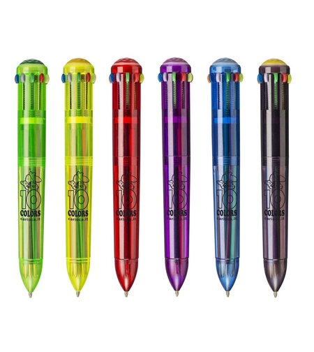 Pix cu 10 culori fluorescente, corp transparent color, CARIOCA