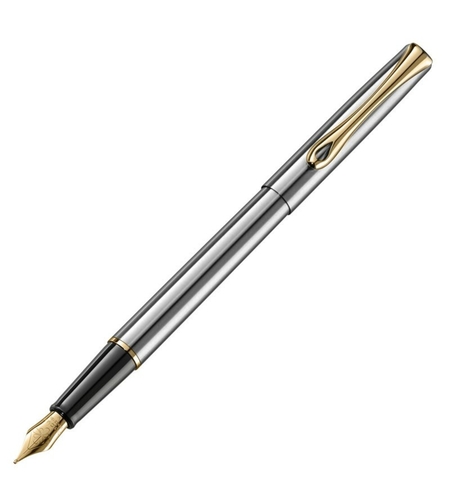 Stilou DIPLOMAT Traveller, cu penita M, din otel inoxidabil - stainless steel gold