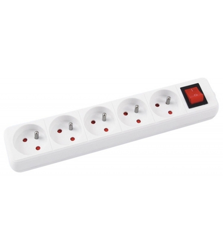 Prelungitor cu 5 prize, cablu 3 metri, cu intrerupator, Office Products - alb