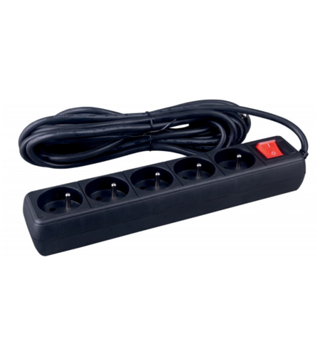 Prelungitor cu 5 prize, cablu 3 metri, cu intrerupator, Office Products - negru
