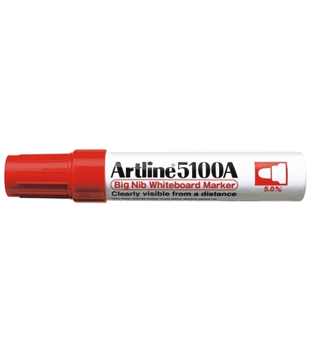 Marker pentru tabla de scris ARTLINE 5100A, corp metalic, varf rotund 5.0mm - rosu