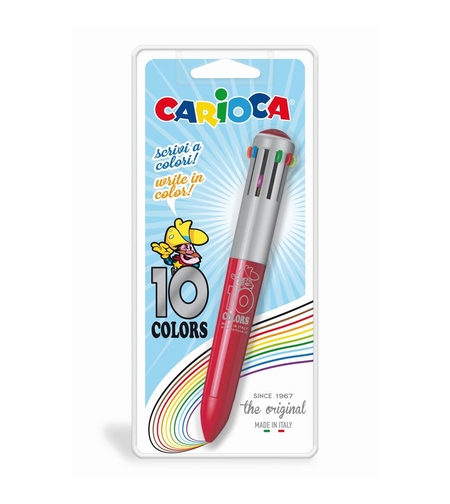 Pix cu 10 culori, corp gri/color, blister, CARIOCA
