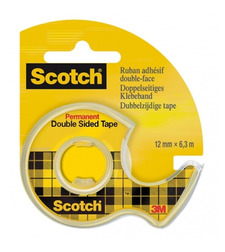 Dispenser cu banda dublu adeziva transparenta, 12mm x 6.3m, 3M - SCOTCH