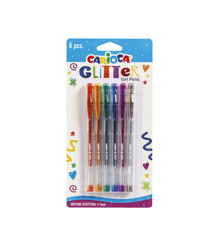Pix cu gel, 6 buc/set, varf 1 mm, cerneala cu sclipici, CARIOCA
