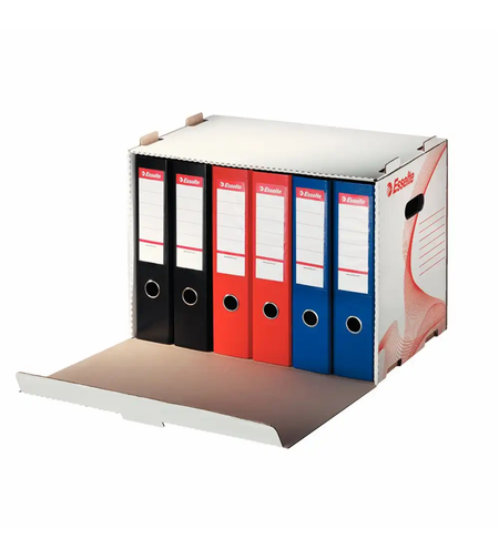 Container arhivare Esselte Standard, pt biblioraft, deschidere frontala,carton,100% reciclat,FSC,alb