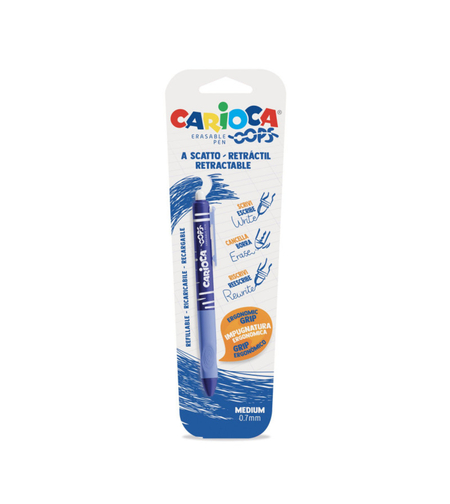 Pix erasable, 0.7mm, retractabil, CARIOCA Oops - albastru