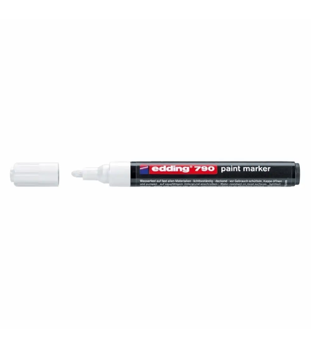 Marker permanent cu vopsea Edding 790, alb