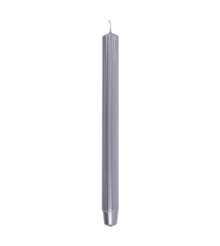 Lumanari cu dungi, pentru cina, lacuite, 25 x 300mm, 4 buc/set, DONAU Home - argintii