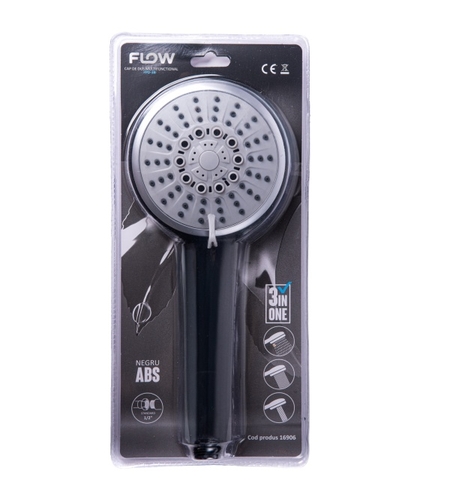 FPD-3B Cap de dus multifunctional 3 in 1, negru ABS, FLOW