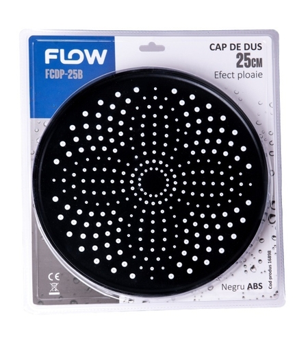 FCDP-25B Cap de dus 25 cm tip ploaie, negru ABS, FLOW