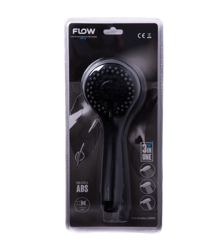 FPD-2B Cap de duș multifuncțional 3 în 1, negru ABS, FLOW